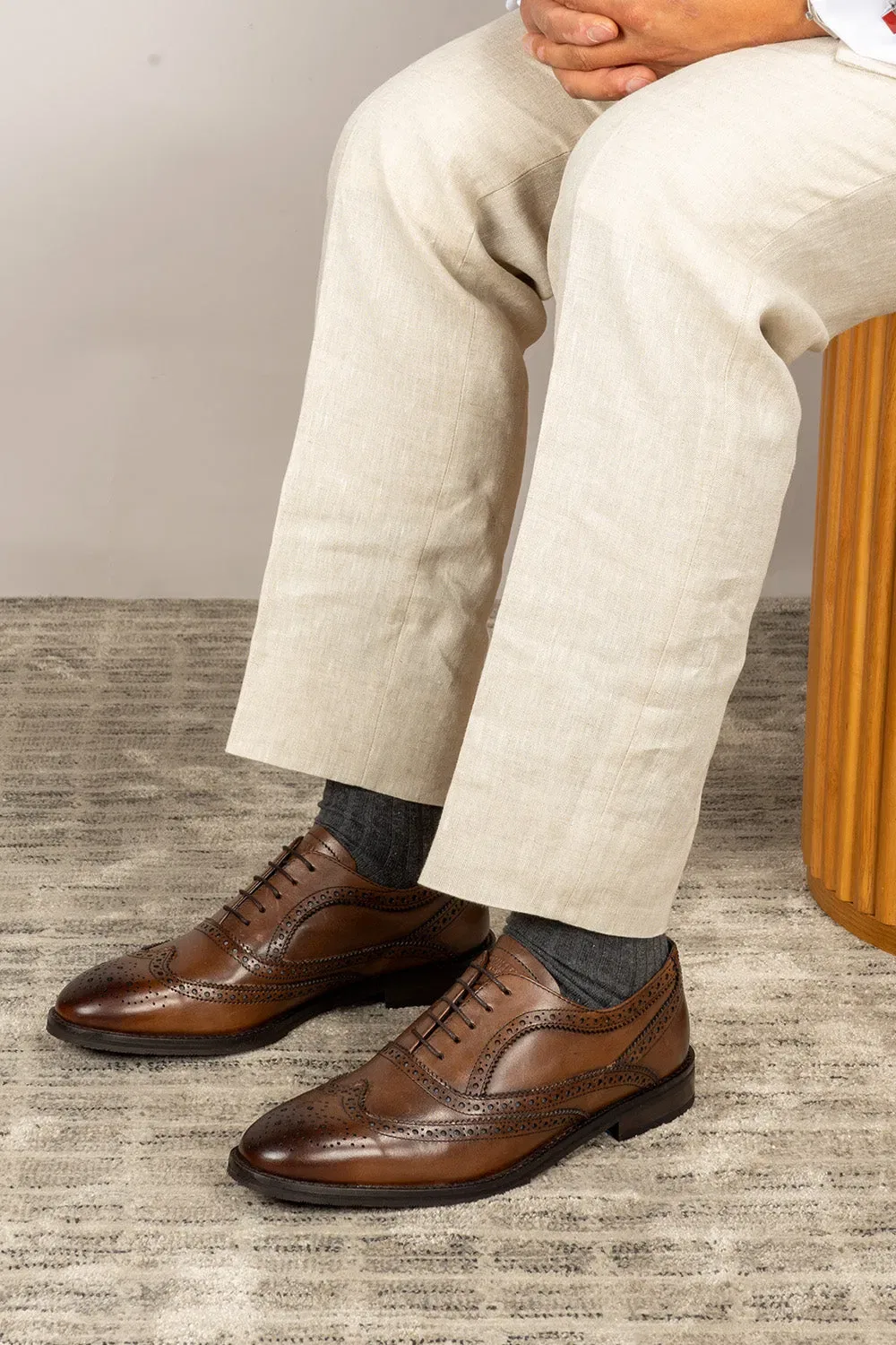 Туфли оксфордские wingtip из кожи Oswin Hyde, темно-коричневый — фото 2