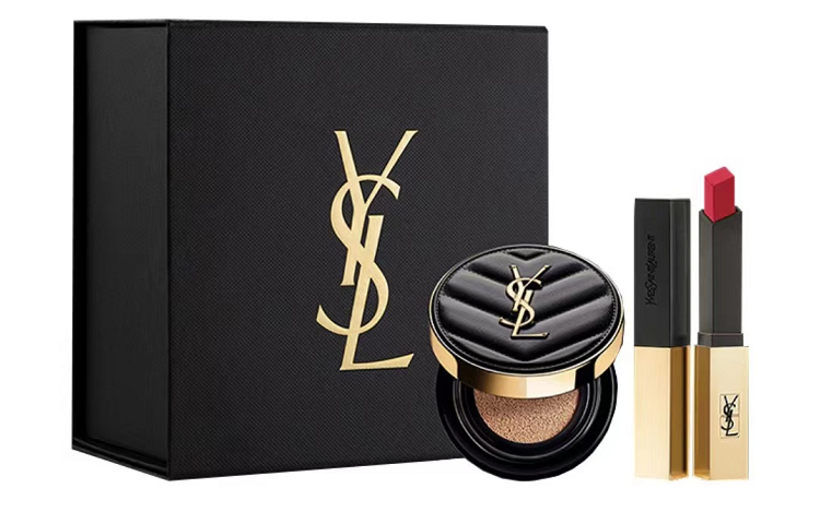 SAINT LAURENT Набор косметики Gold Bar с легко растушевывающейся стойкой тональной основой, консилером и помадой для вечернего образа + образец черной кожи — фото 4