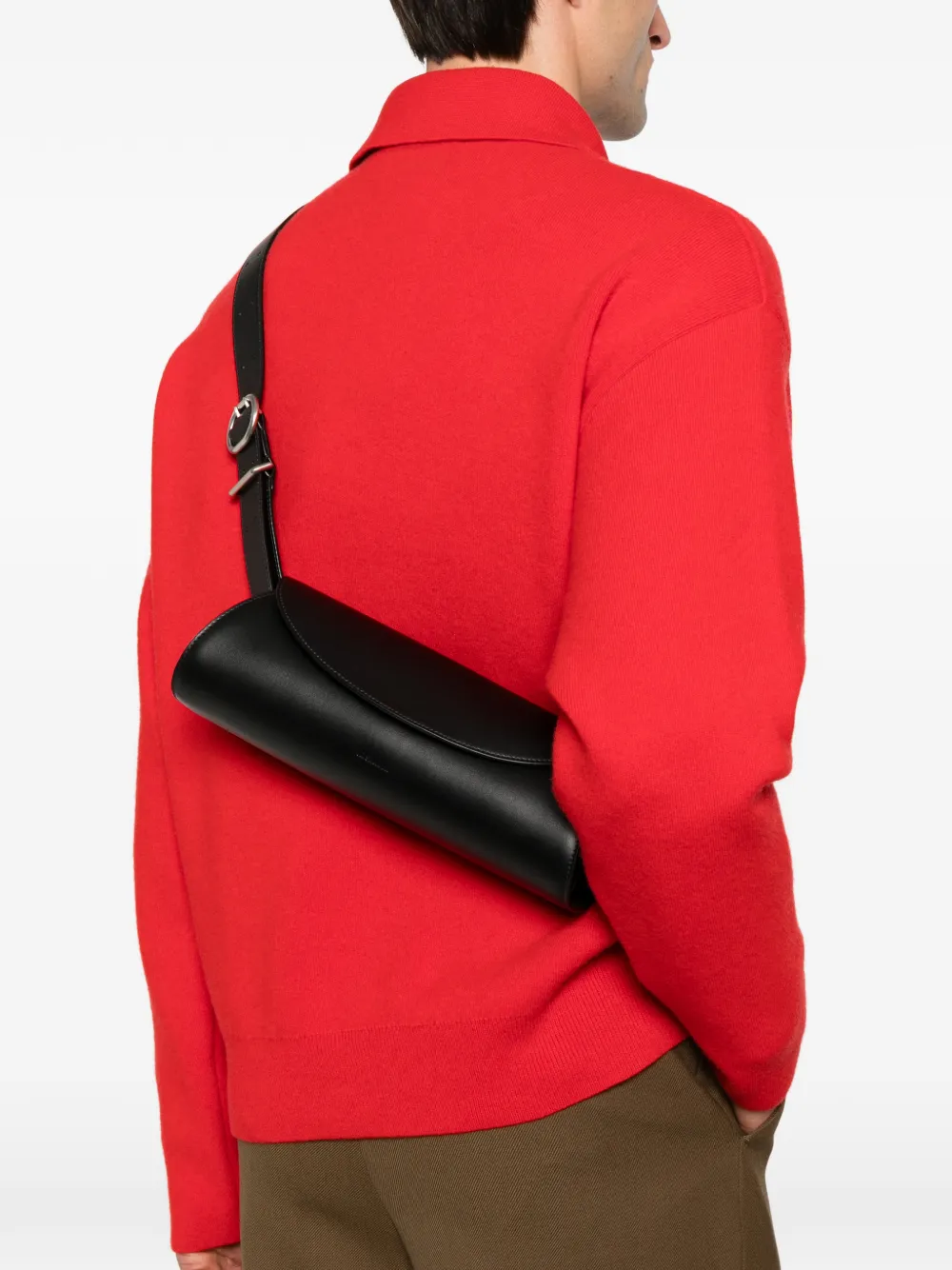Маленькая кожаная сумка через плечо Cannolo Jil Sander, черный — фото 2