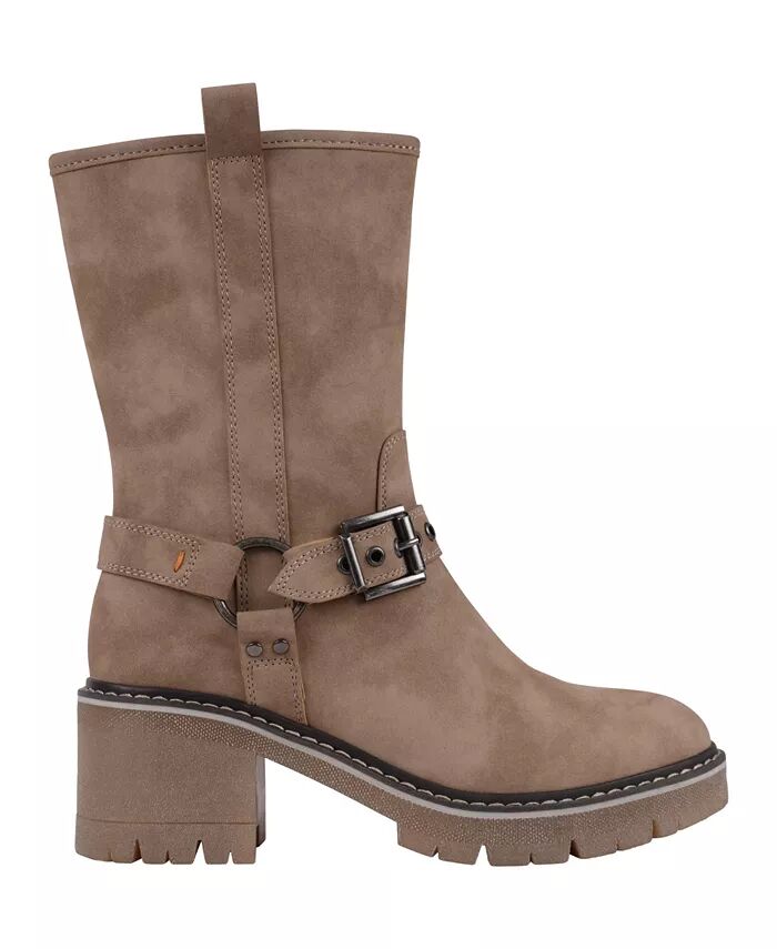Женские сапоги Knox Buckle Lug Sole Block Heel до середины голени GC Shoes, коричневый/бежевый — фото 2