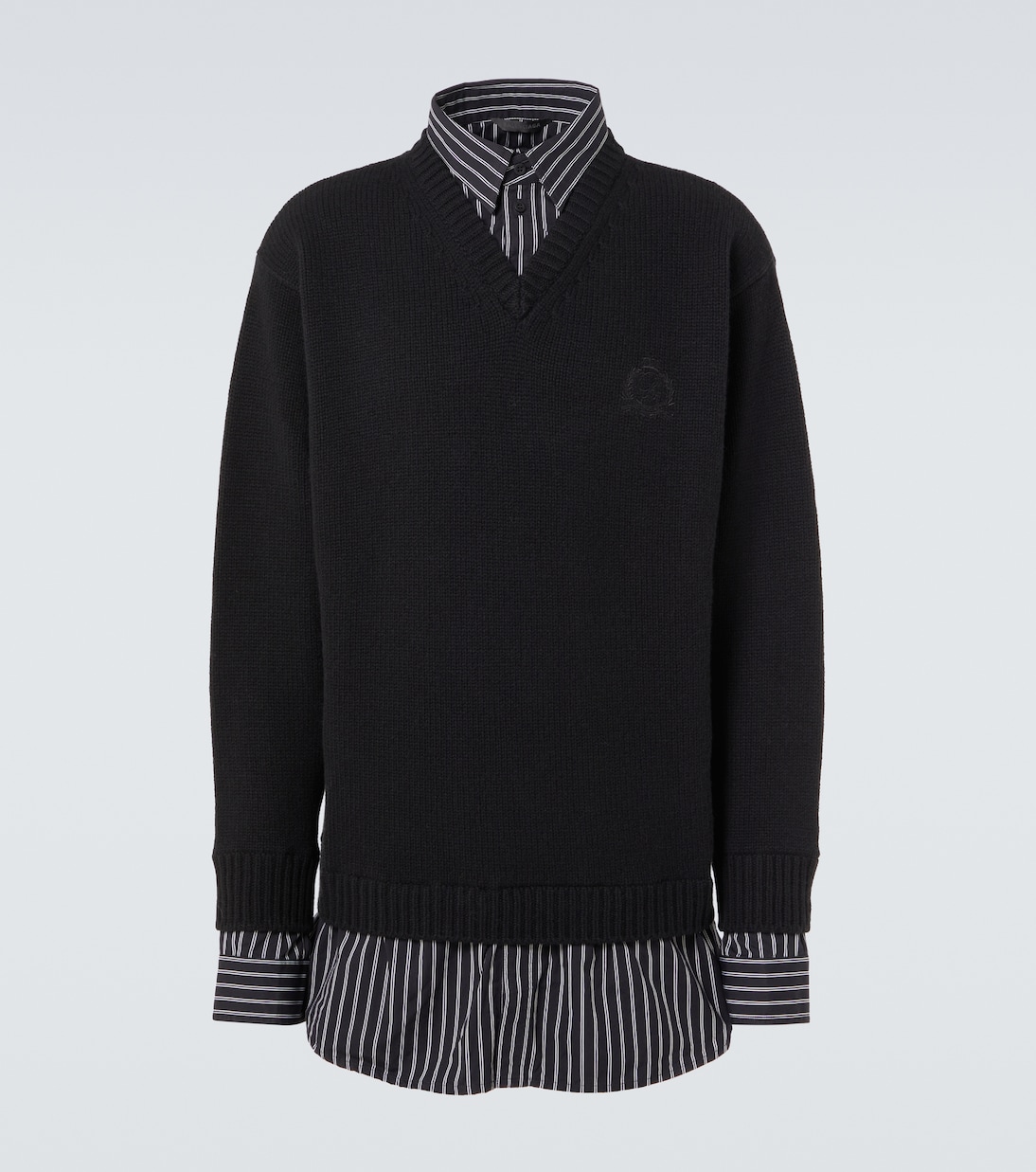 

Многослойный свитер из шерсти и хлопкового поплина Balenciaga, 1000-Black