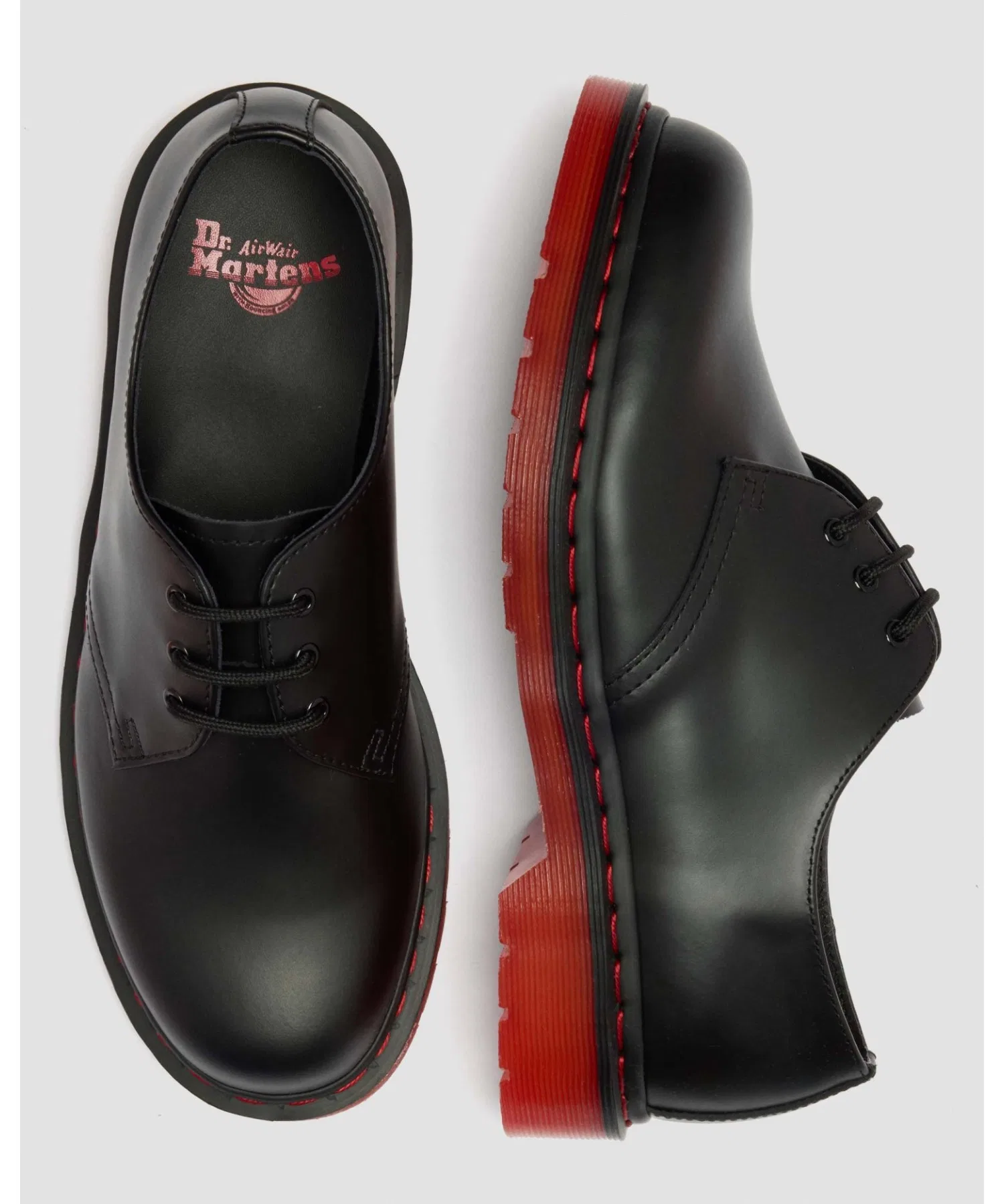 Унисекс ботинки Dr. Martens 1461 II с красной подошвой чёрные — фото 2