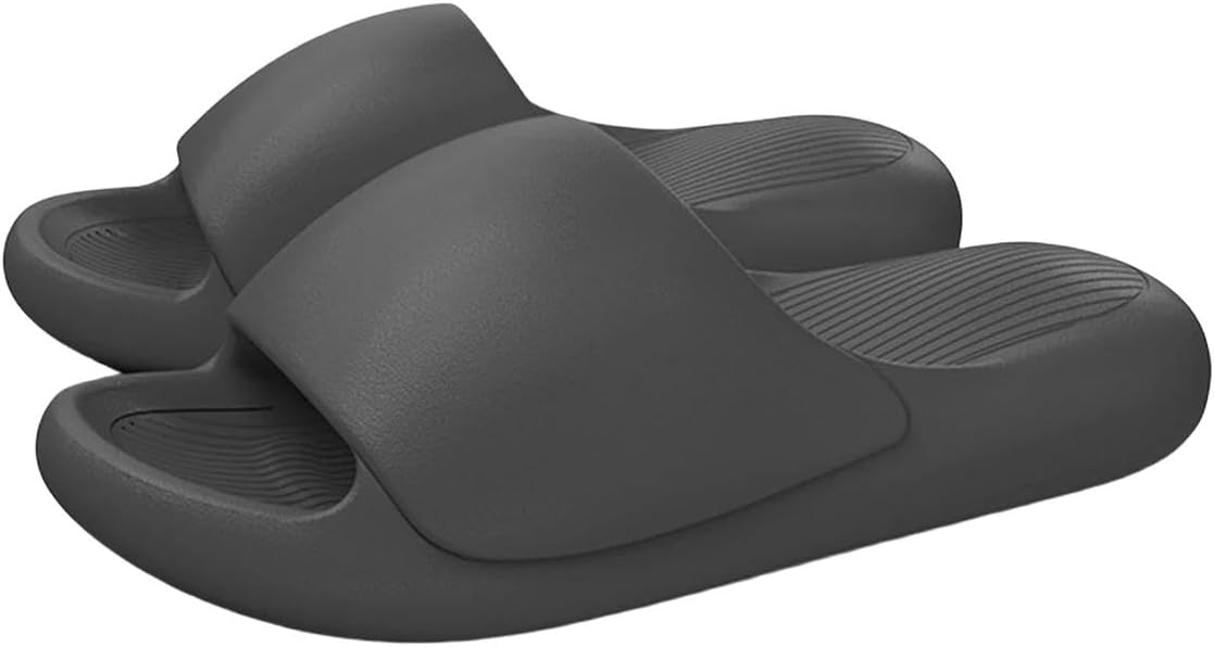 

Домашние тапочки UEBHERV для мужчин с мягкой подошвой, удобные шлепанцы-подушки, легкие, с открытым носком, не обувь, для дома и улицы, быстросохнущие, для ванной, черный