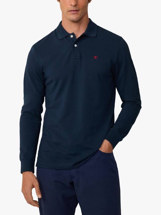 

Хлопковая пике поло с облегающим кроем Hackett London, Navy