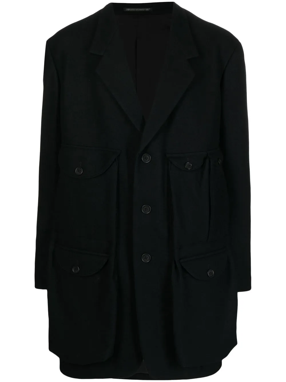 

Однобортное пальто Yohji Yamamoto, черный