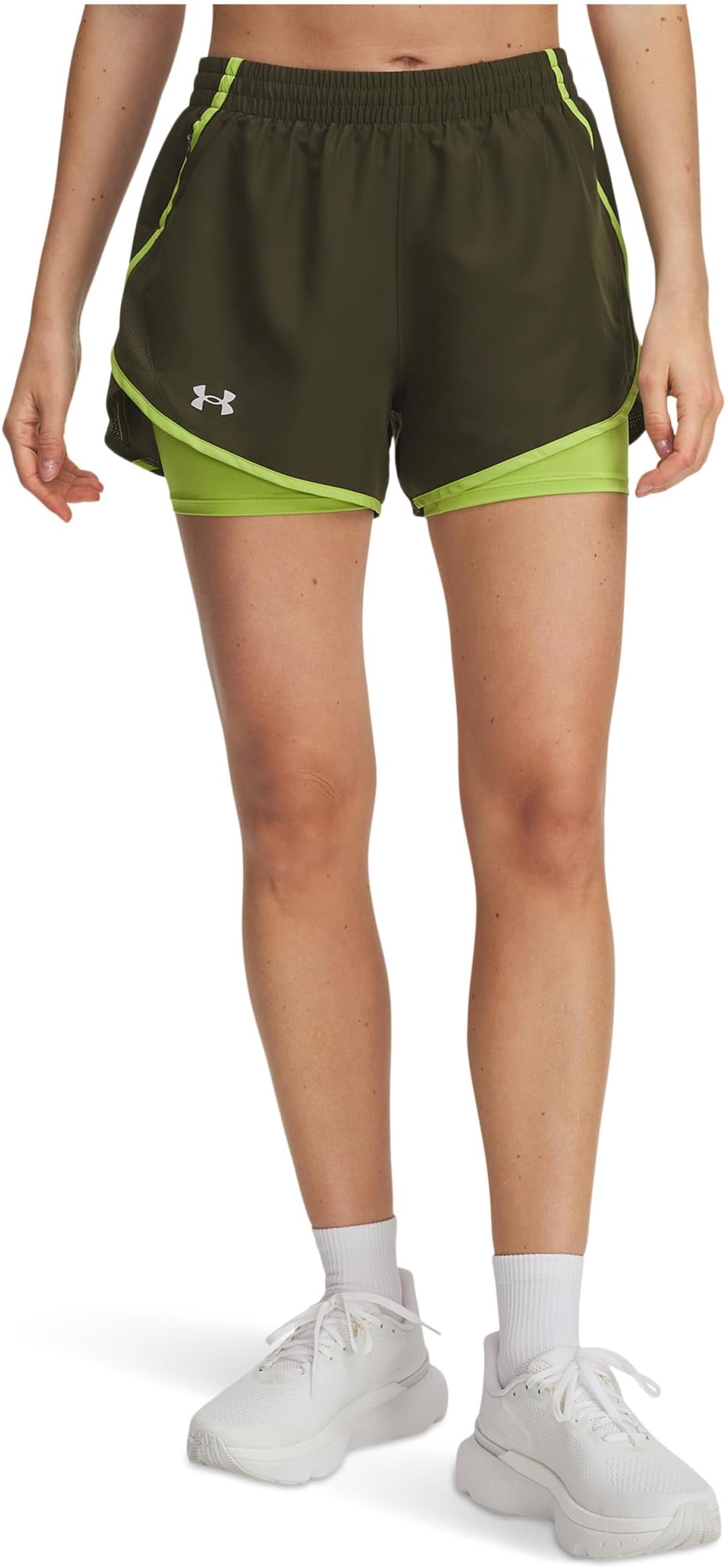 

Шорты Under Armour Fly By 2-in-1 Shorts, цвет Expedition Green/Green Vibe/Reflective