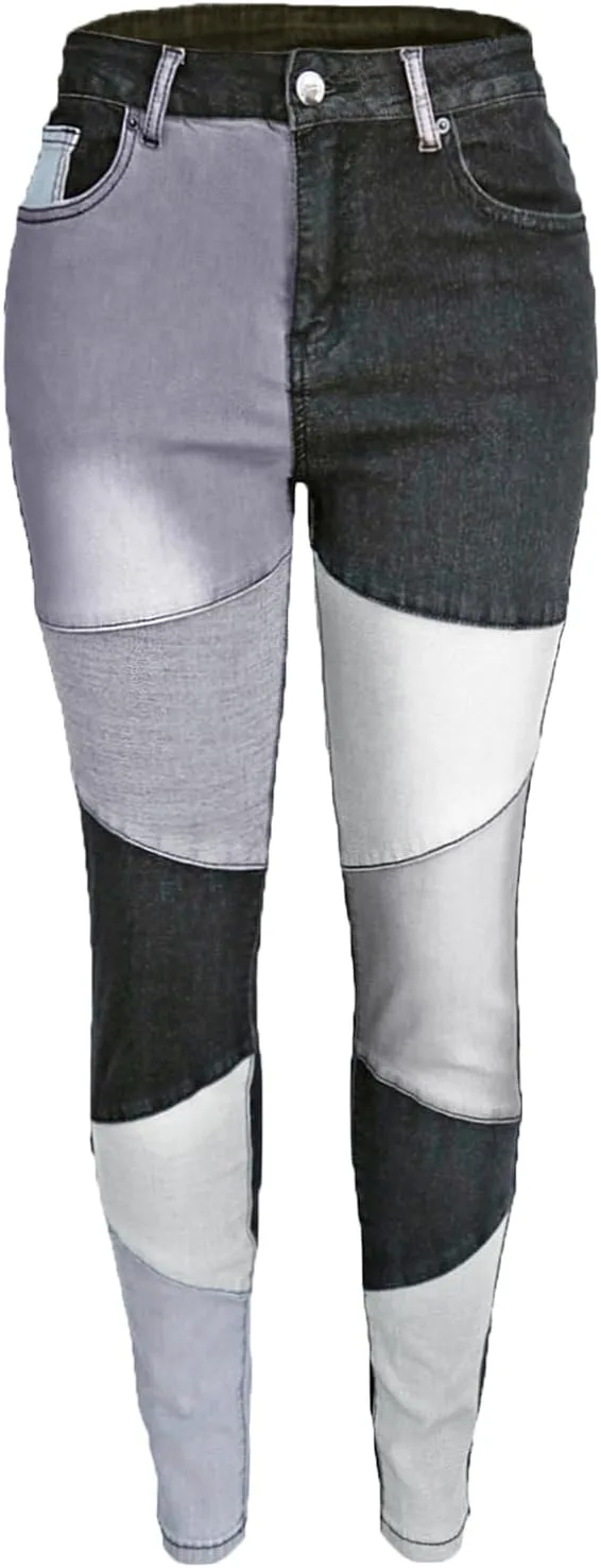 

Atditama джинсы Stretch Patchwork для женщин High Waisted Skinny Casual Distressed Ankle Length Curved Patch