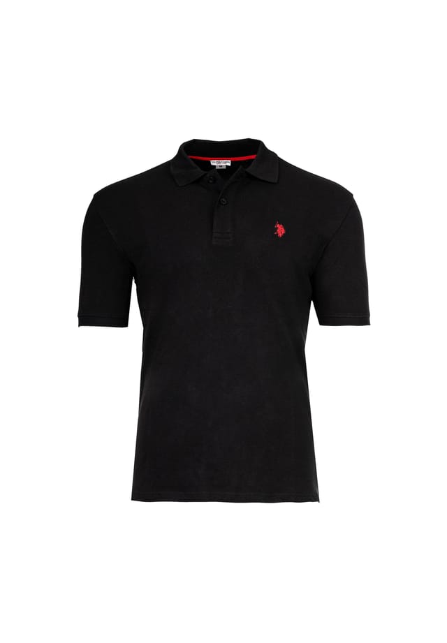 

Рубашка поло - пике с вышитым логотипом хлопок стрейч U.S. Polo Assn., черный