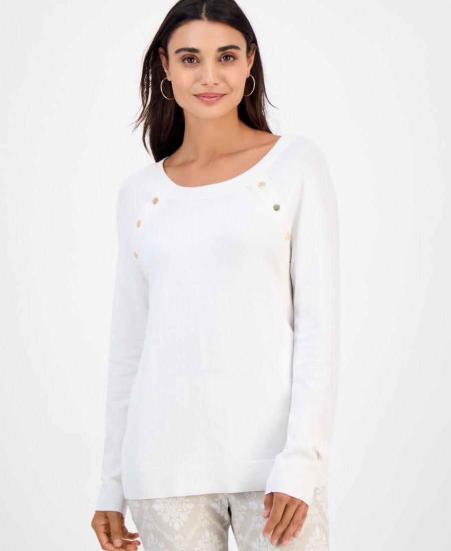 

Небольшой свитер с пуговицами, эксклюзивно для Macy's JM Collection, Whisper White