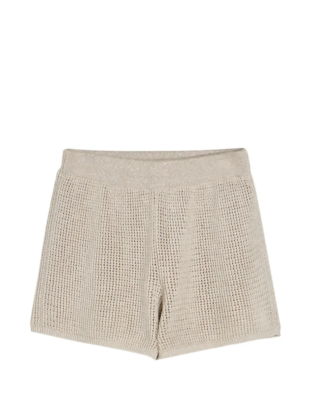 Блестящие хлопковые ребристые сетчатые шорты Brunello Cucinelli Kids, нейтральный