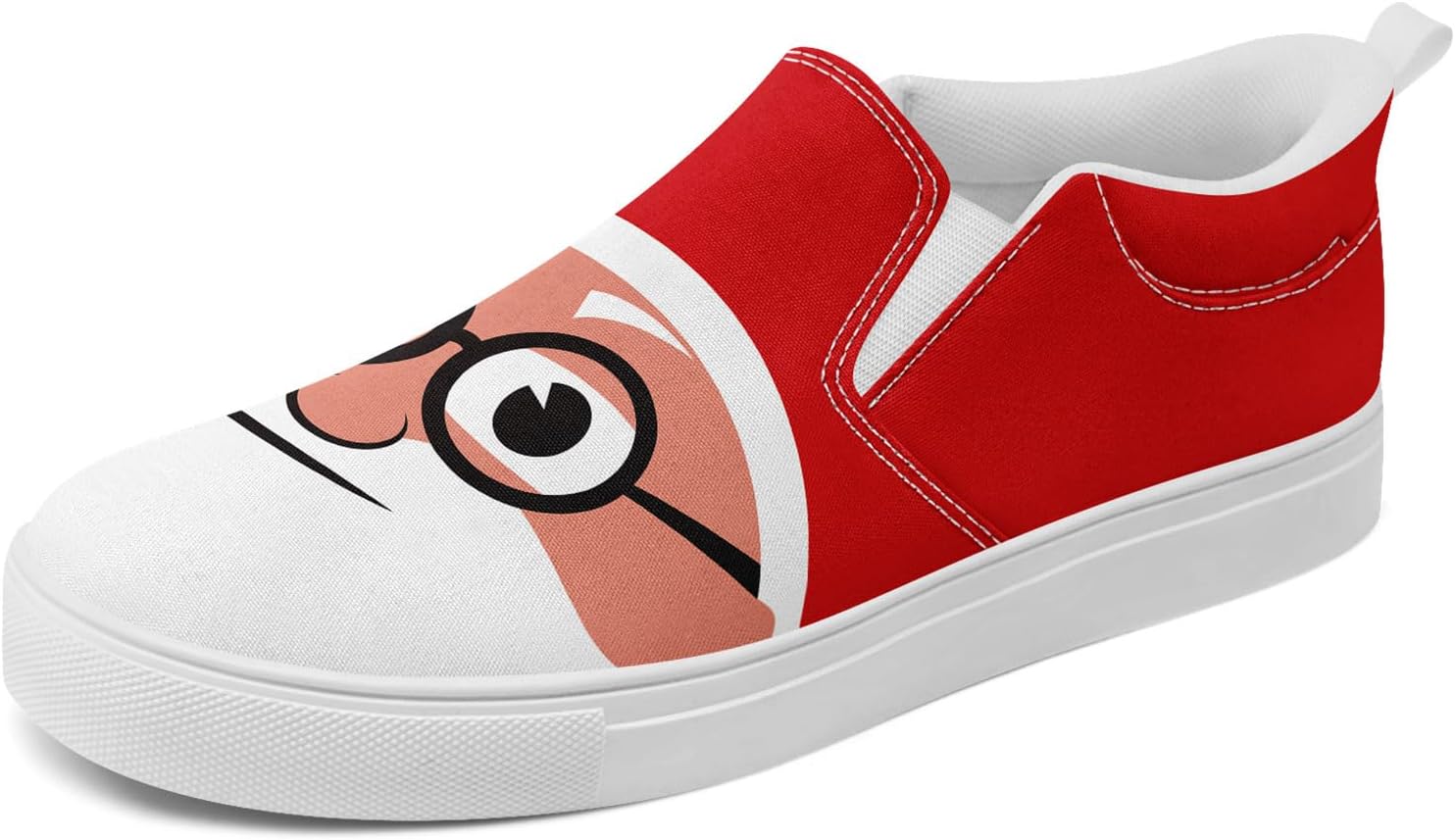 

Кеды на тканевой основе AWSOLE с рождественским дизайном для мужчин и женщин, праздничные кроссовки, подарок на Рождество, с изображением Санты, удобные для носки/снятия, плоские повседневные туфли, белый/черный/красный/бежевый