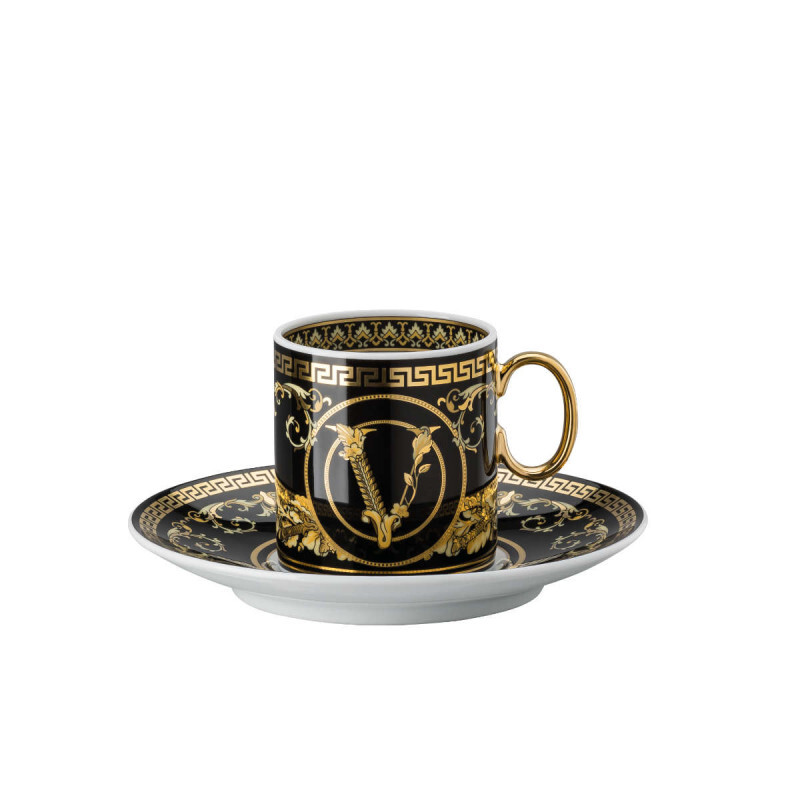 

Rosenthal Versace Virtus Gala Черная чашка для эспрессо 0,10 л с блюдцем, 2 предм Rosenthal meets Versace, золото/черный