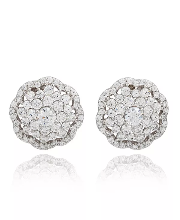 

Серьги-Гвоздики Suzy Levian из стерлингового серебра с белыми кубическими цирконами в форме цветка Suzy Levian New York, white