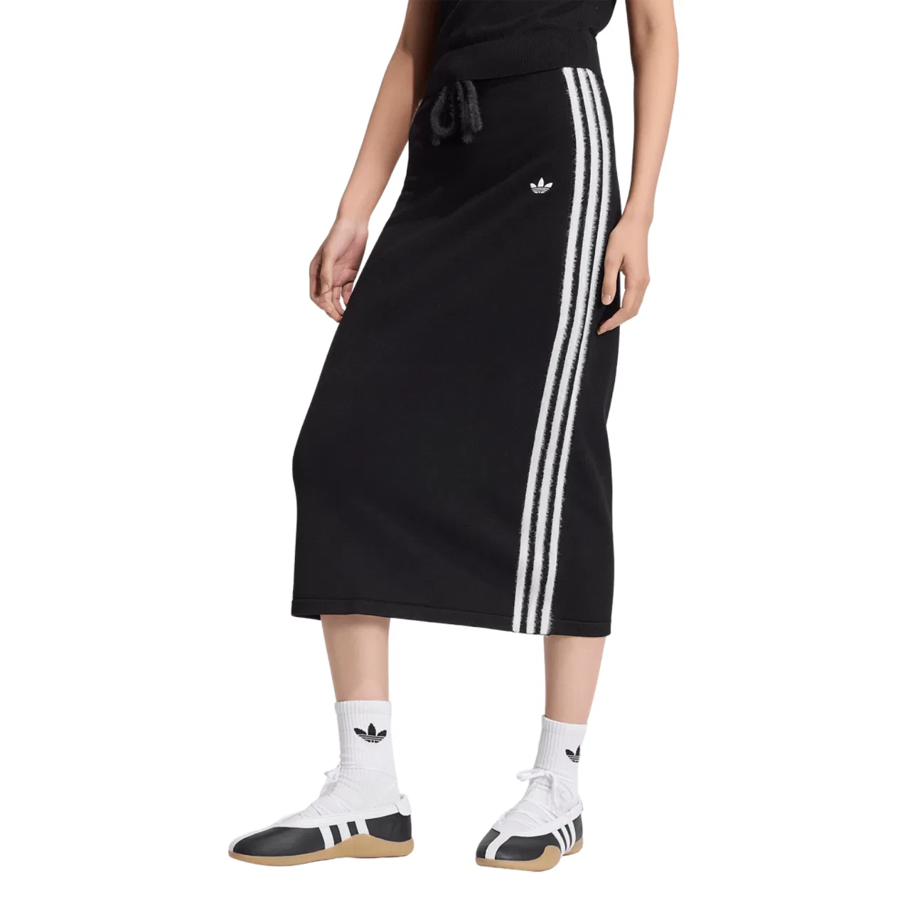 Женская юбка миди из трикотажа с боковыми полосами adidas Originals, Black/White
