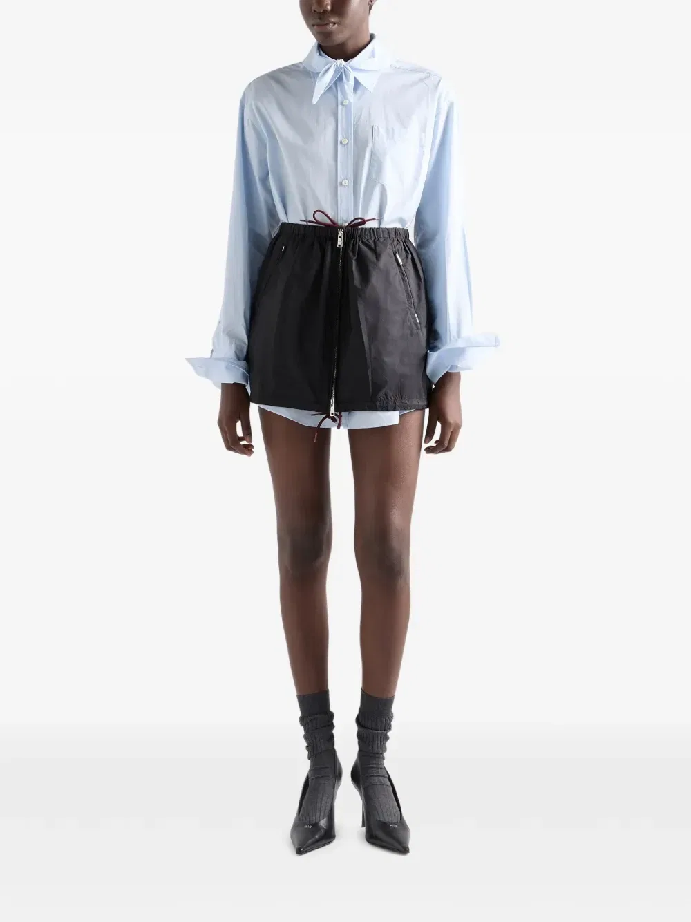 Мини-юбка Lightweight Re-nylon Prada, черный — фото 2