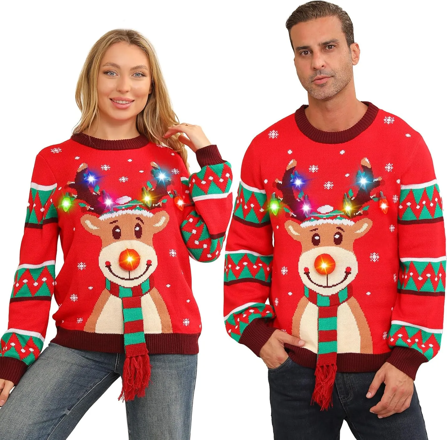 

Светящийся свитер с оленями Ugly Christmas для пар FWV