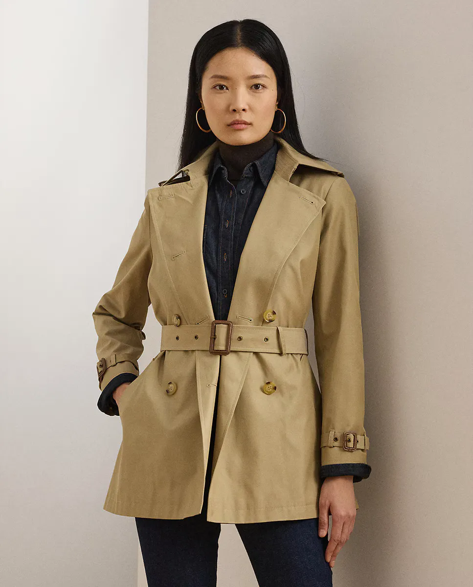 

Женский короткий тренч с поясом Lauren Ralph Lauren, бежевый