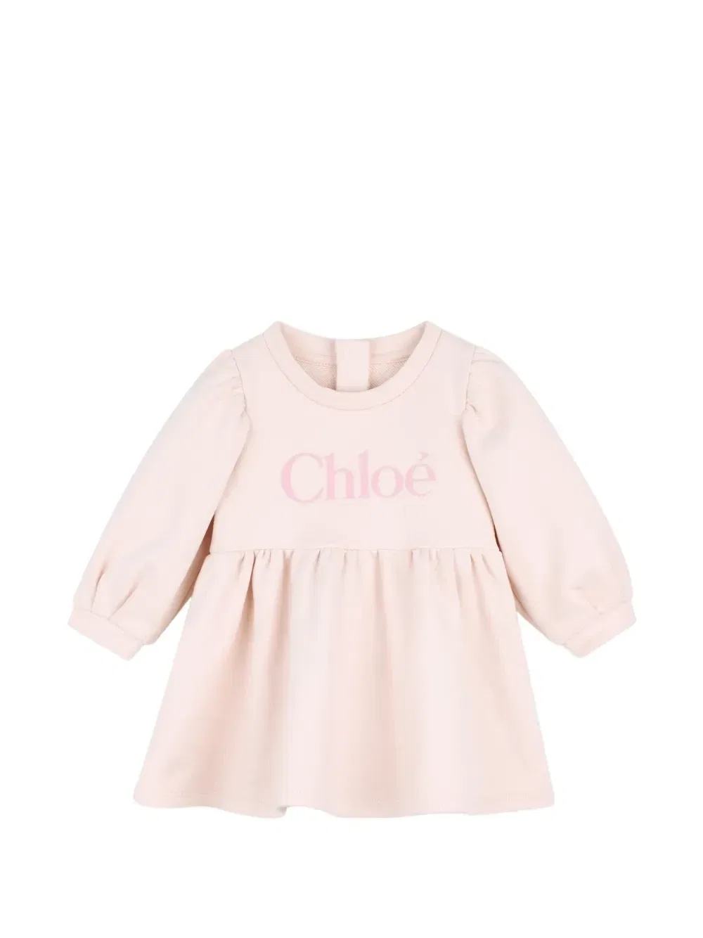 Платье с длинными рукавами и логотипом Chloé Kids, розовый