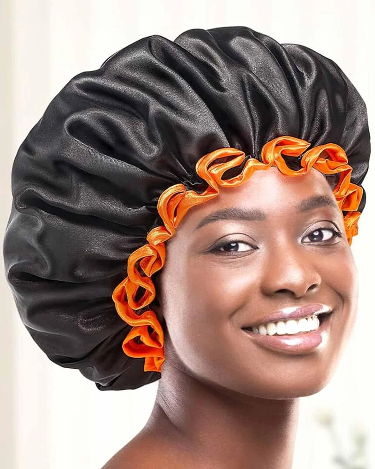Шапочка для душа, Generisch, двойной слой, Black/Orange — фото 3