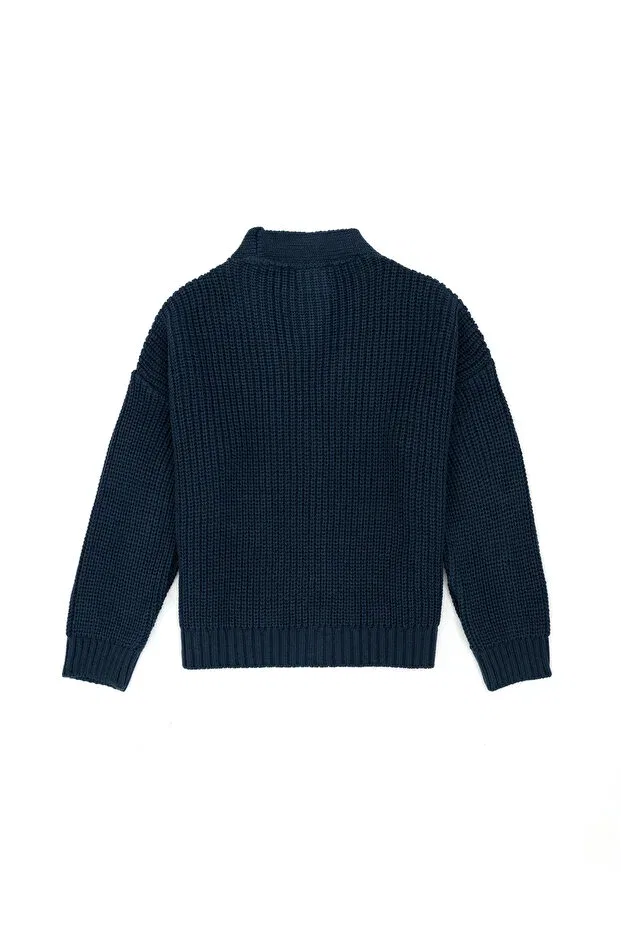 Детское вязаное пальто-кардиган с V-образным вырезом U.S. Polo Assn., Indigo — фото 2