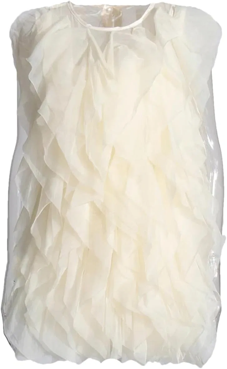 Женское мини-платье с кружевными вставками O Neck Sleeveless, Apricot