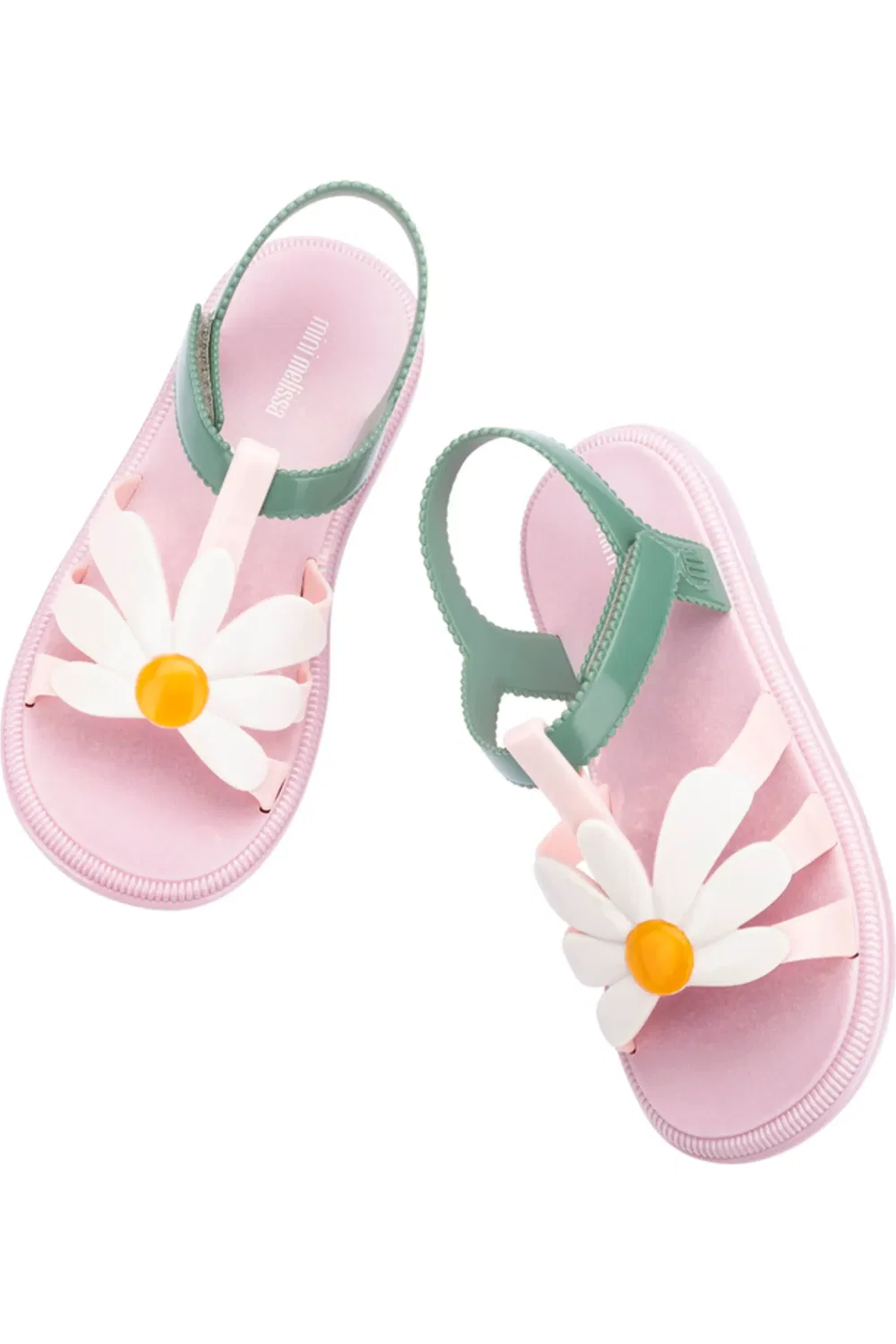 Сандалии детские с цветочным декором Mini Hip Bloomy Mini Melissa, Metallic Pink/Green — фото 3