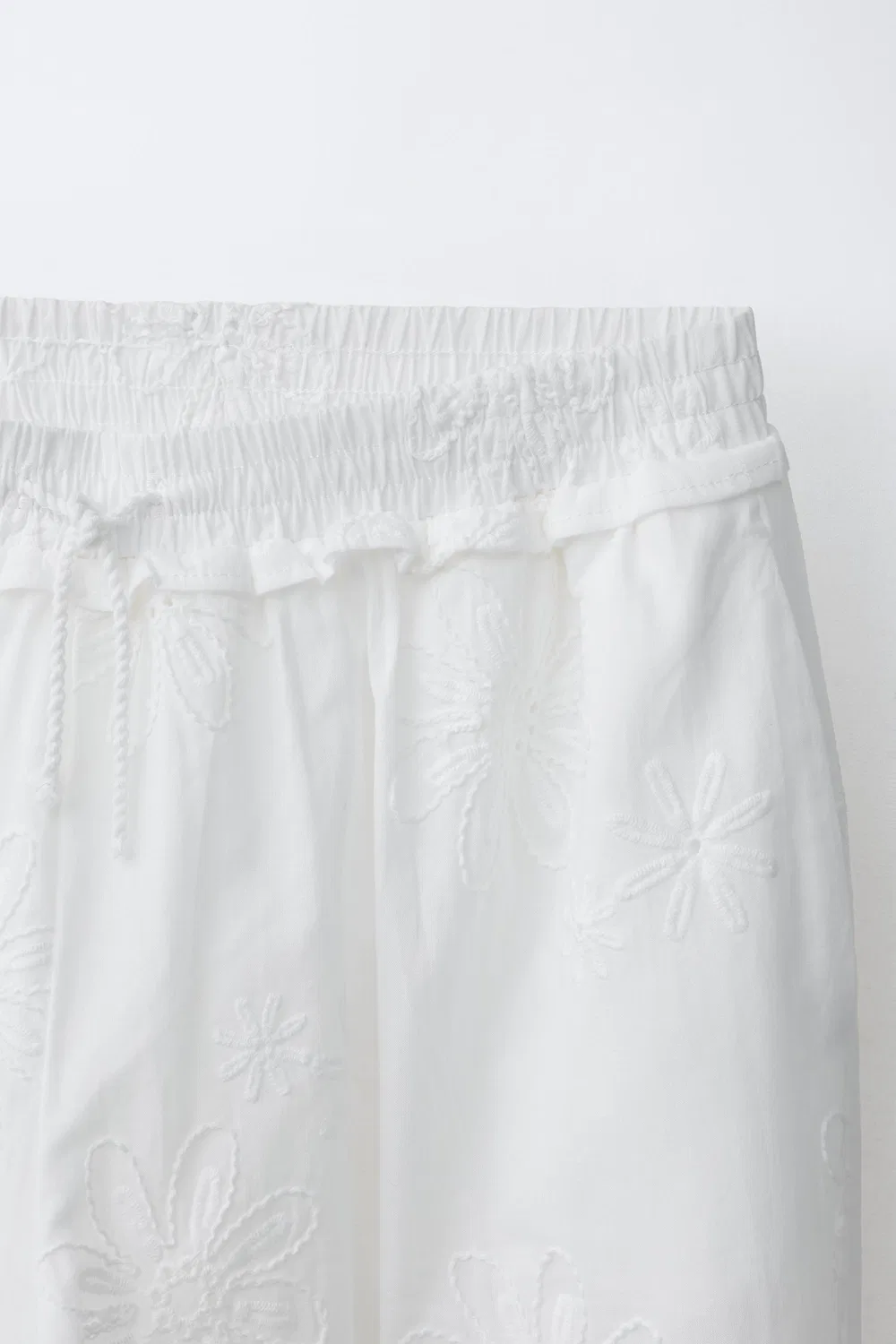Вышитые цветочные саруэль брюки ZARA, White — фото 3