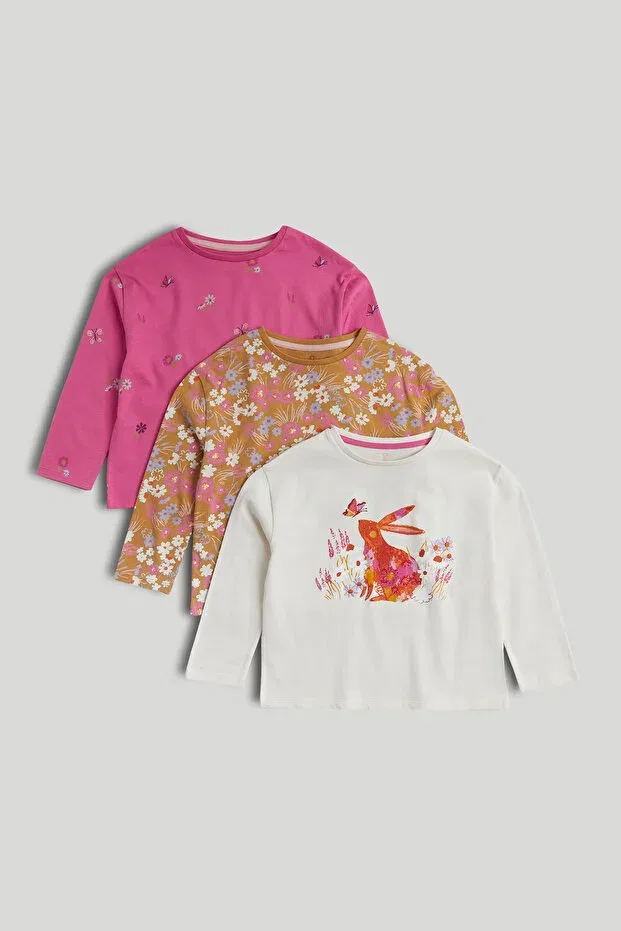 Детский комплект футболок с длинным рукавом с принтом Mothercare, Multicolor