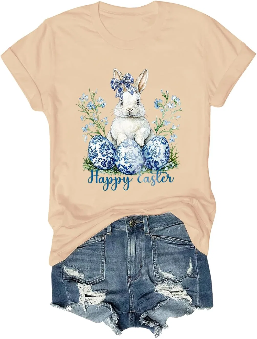 Футболка с принтом Happy Easter, Khaki