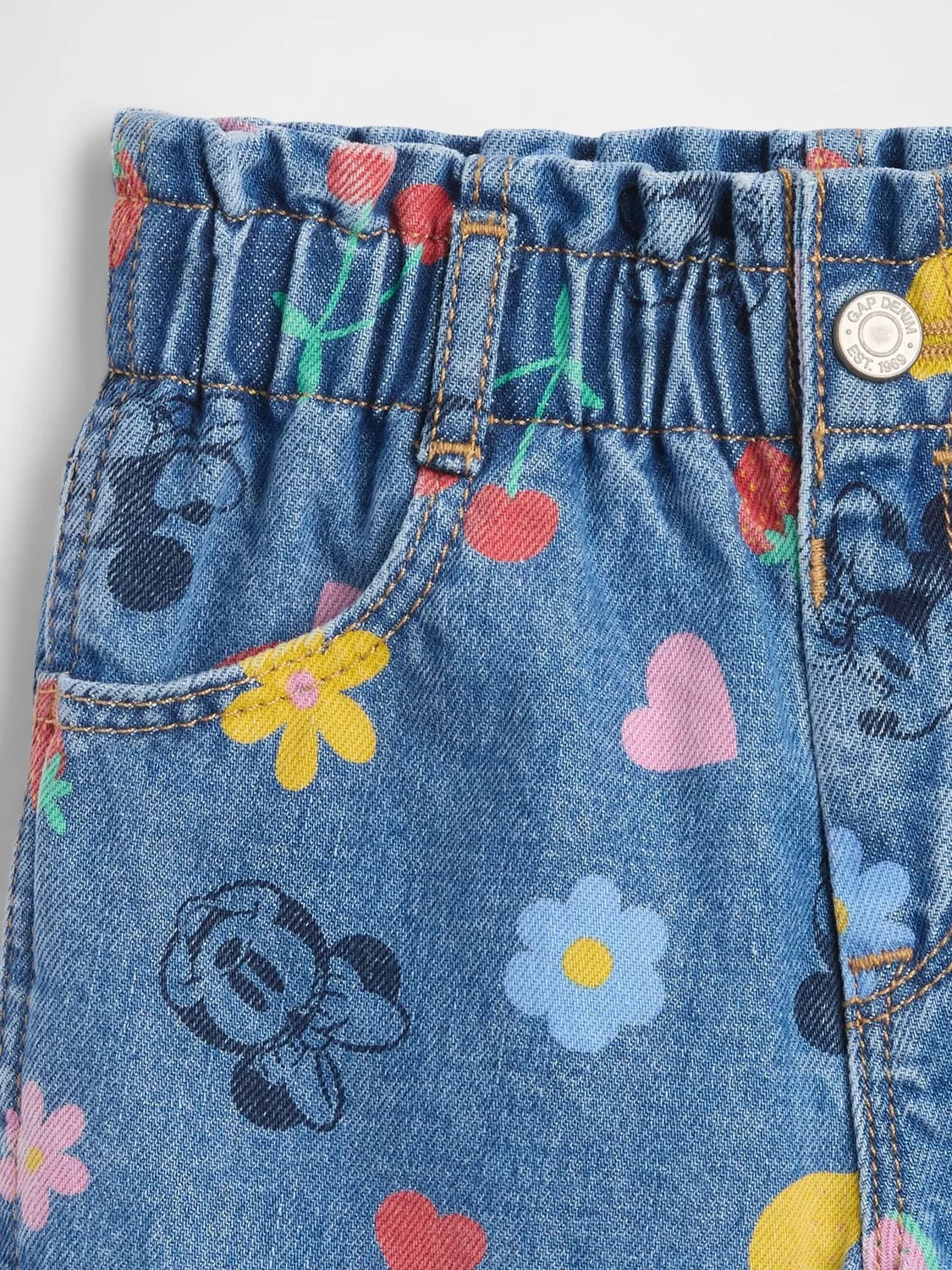 Шорты джинсовые Disney Paperbag Mom Jean Shorts Gap, Medium wash — фото 3