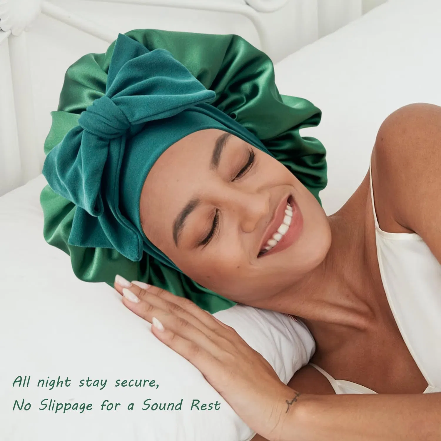 Шапочка для душа Satin Silk Bonnet, AUHKARUS, 1 шт, Зеленый — фото 2
