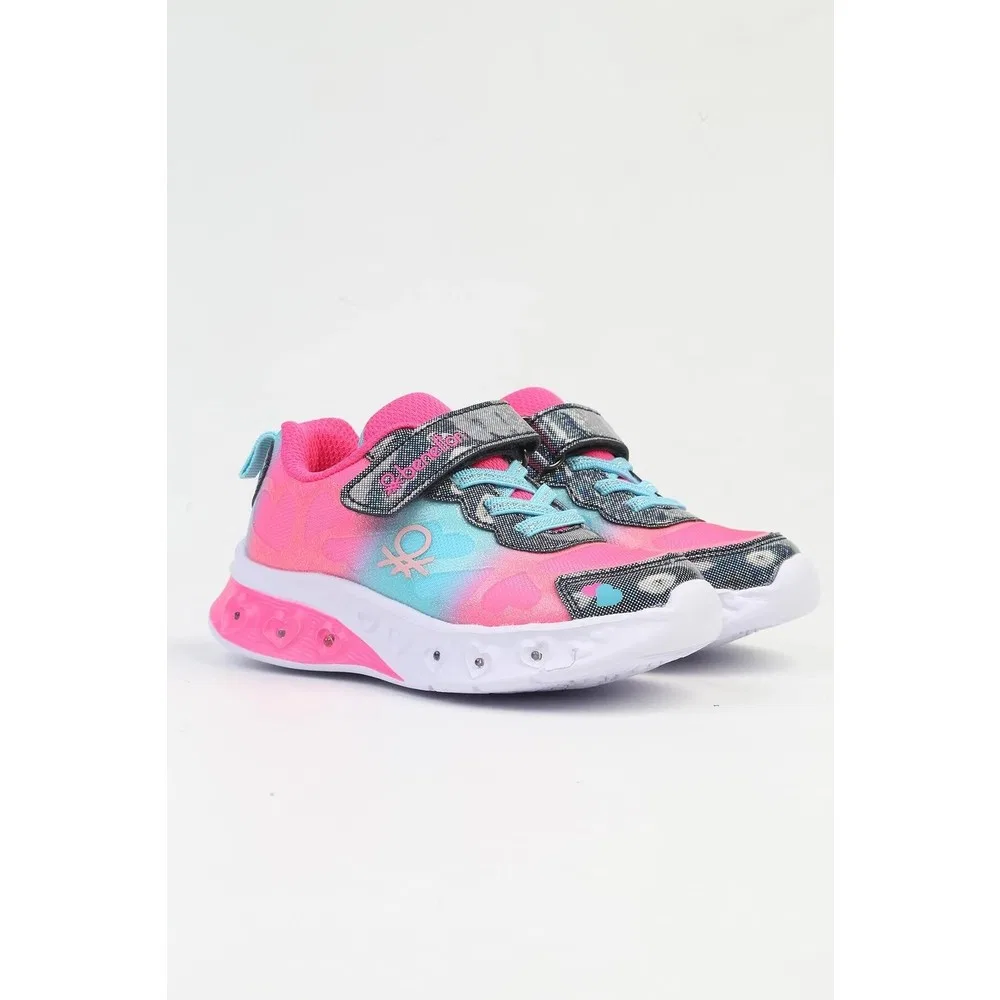 Детские кроссовки для девочек с подсветкой и липучками, Fuchsia Blue, BNI-10127 P United Colors Of Benetton