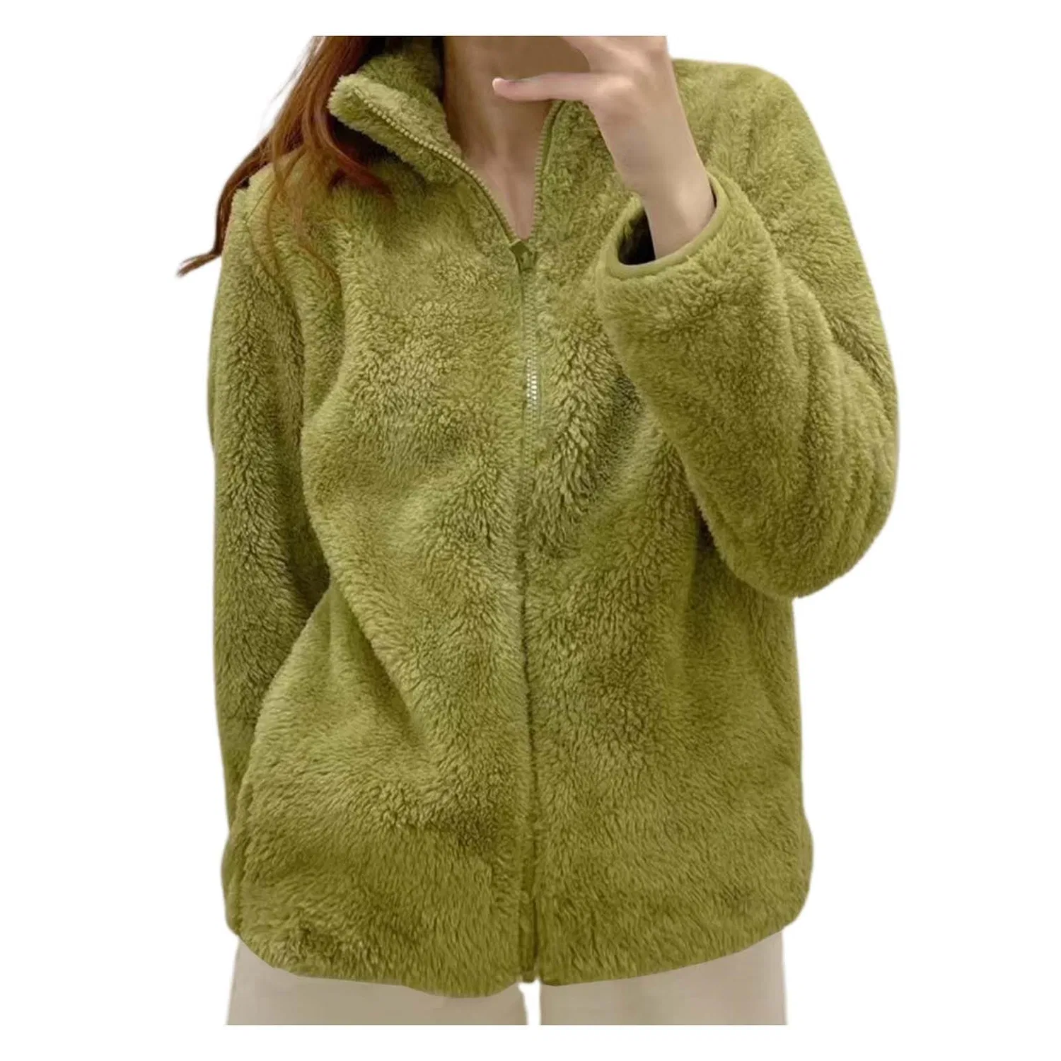 Женская куртка с флисом и воротником на молнии Ladies Plain Thermal Fleece, Mint Green