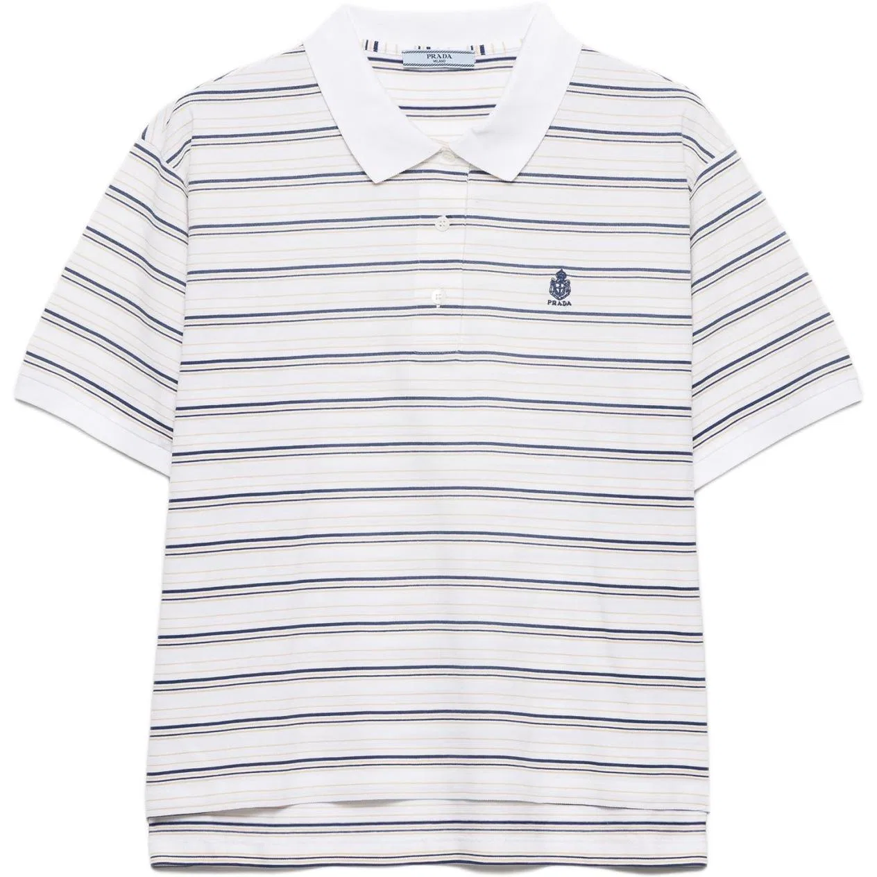 Женское поло с воротником, умеренный прямой крой, Blue White, PRADA