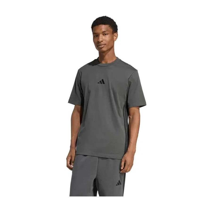 Мужская футболка с длинным рукавом Essentials 3-Stripes adidas, Цвет Grey Six Black — фото 2