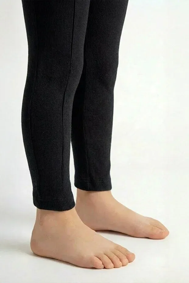 Детские леггинсы для девочек ribbed knit transitional pocket sports Perendi, Black — фото 4