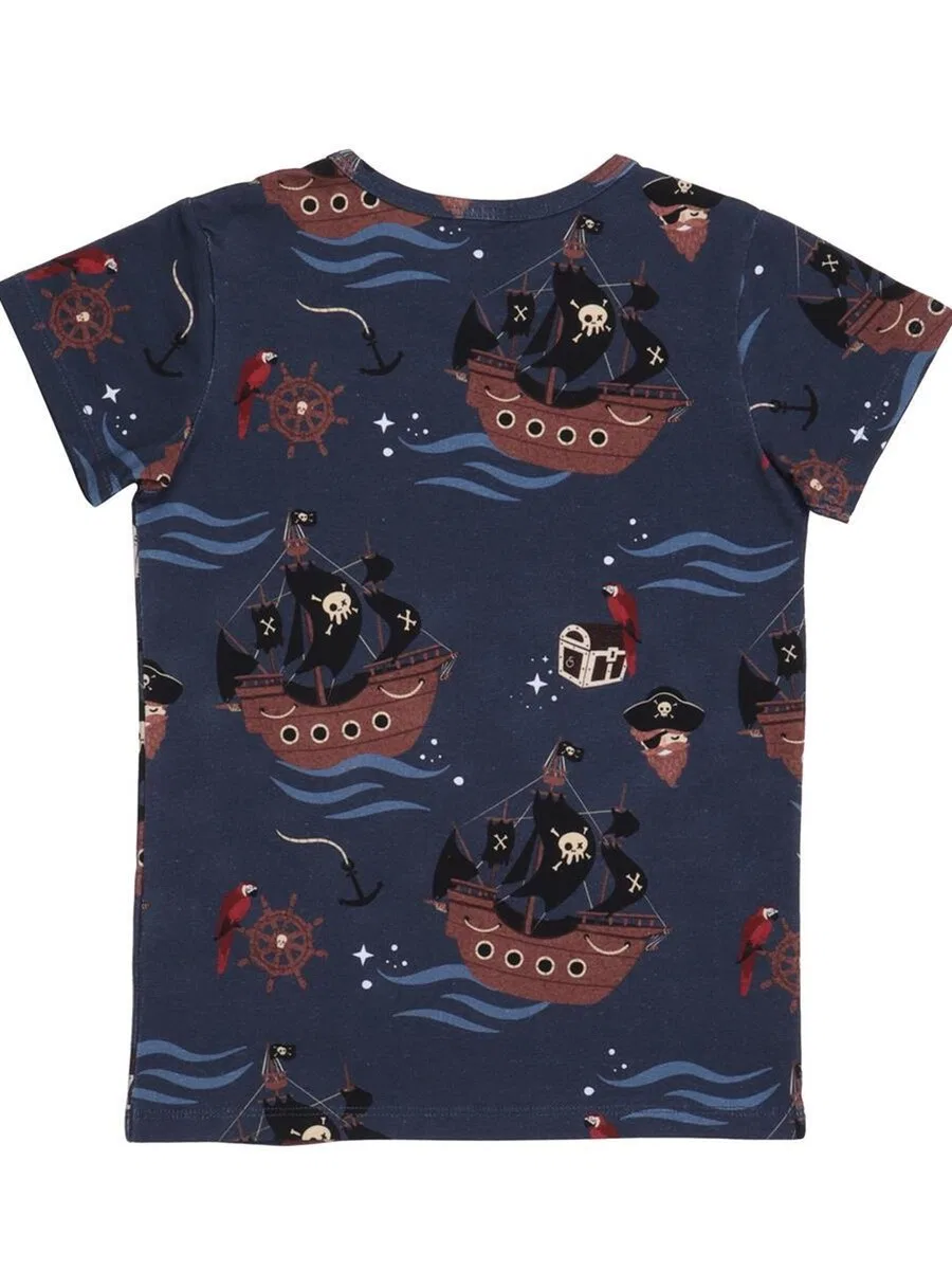 Футболка Walkiddy 'Walkiddy - Pirate Ships T-Shirt' темно-синего цвета — фото 2