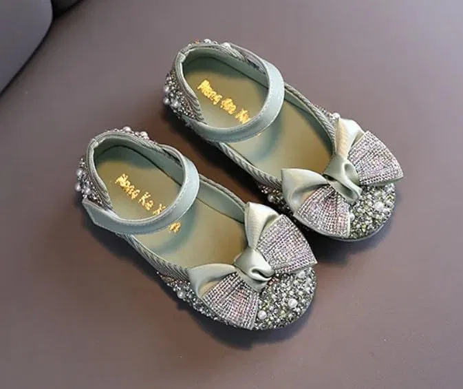 Детские балетки для девочек с блестками Mary Jane Athena, Pastel Green — фото 4