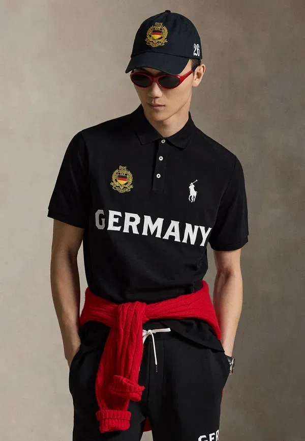 Поло хлопковое Classic Fit Germany, Polo Ralph Lauren, черный