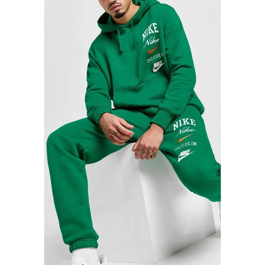 Спортивные брюки с манжетами, из футера, с принтом, Nike Club Fleece Stack Graphics Cuffed Jogger, Nike, Черный — фото 4