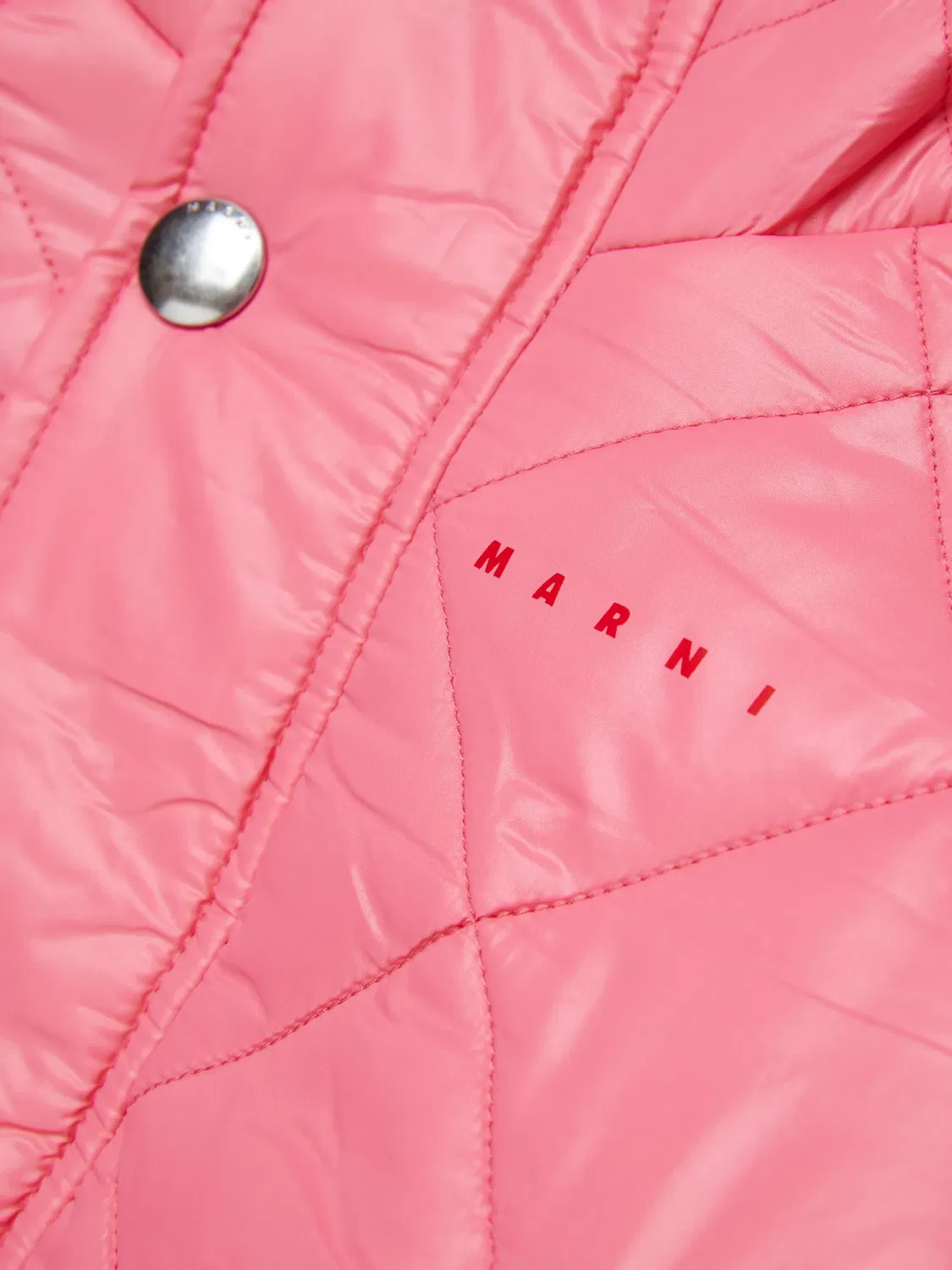 Стеганый бомбер с капюшоном Marni Kids, розовый — фото 4