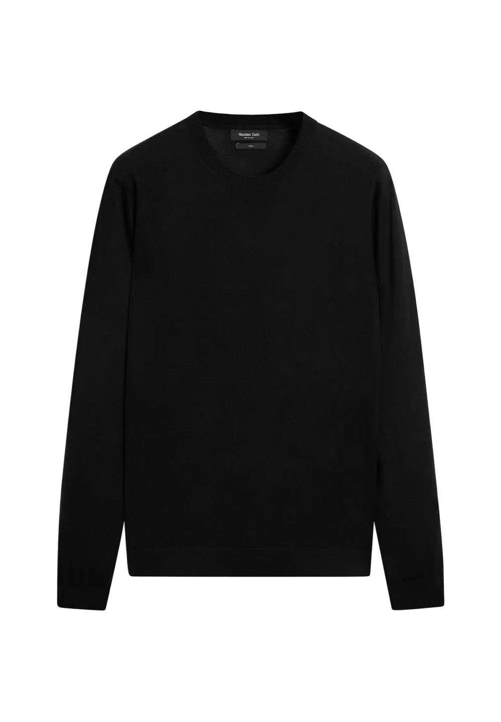 Вязаный свитер с круглым вырезом из 100% мериносовой шерсти Massimo Dutti, Black — фото 4