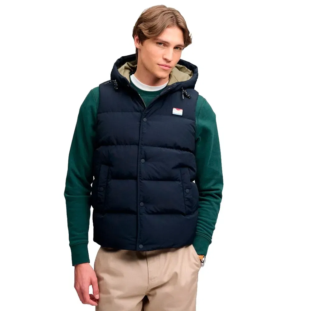 Мужской утепленный жилет с капюшоном Superdry Short Everest, Blue — фото 4