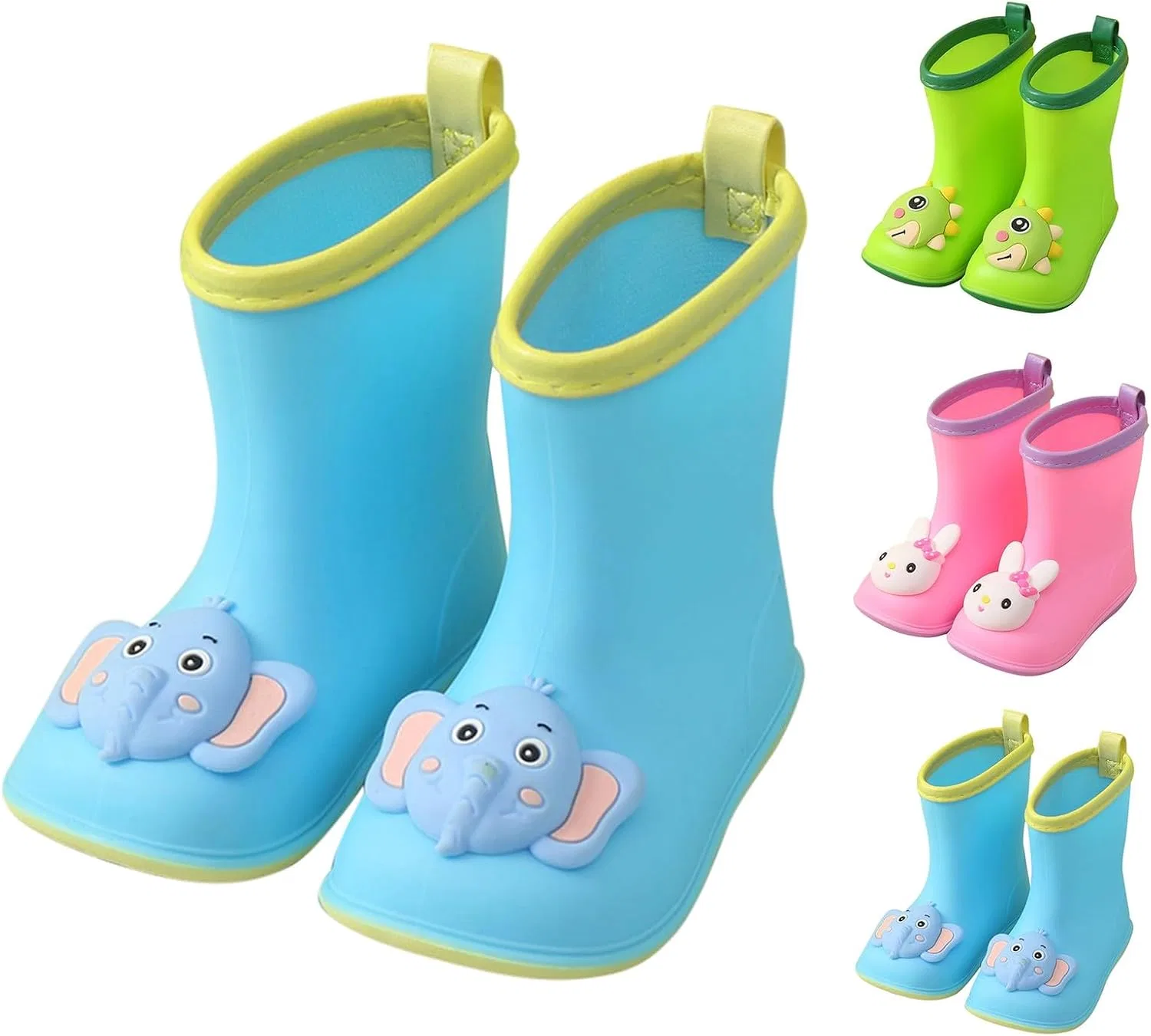 Детские сапоги резиновые с принтом Rain Boots, Light Blue — фото 3