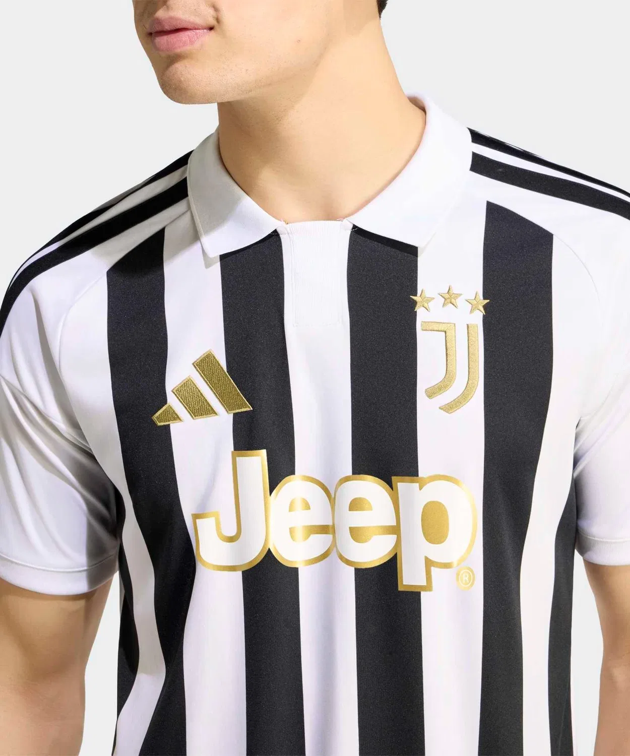 Мужская футболка с коротким рукавом в полоску Adidas Juventus 26/27 Home Jersey, Белый — фото 3