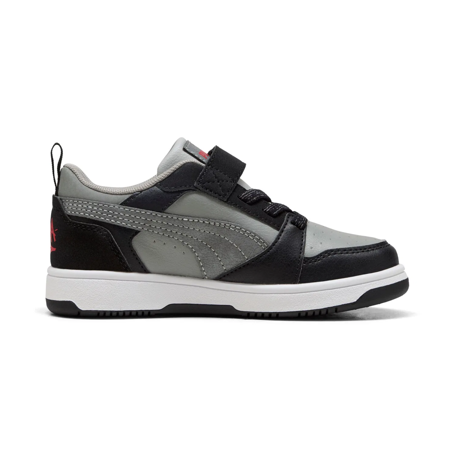 Детские кроссовки с ретро-стилем PUMA REBOUND V6 LO MID 90S AC PS, Black/Gray/Red — фото 3