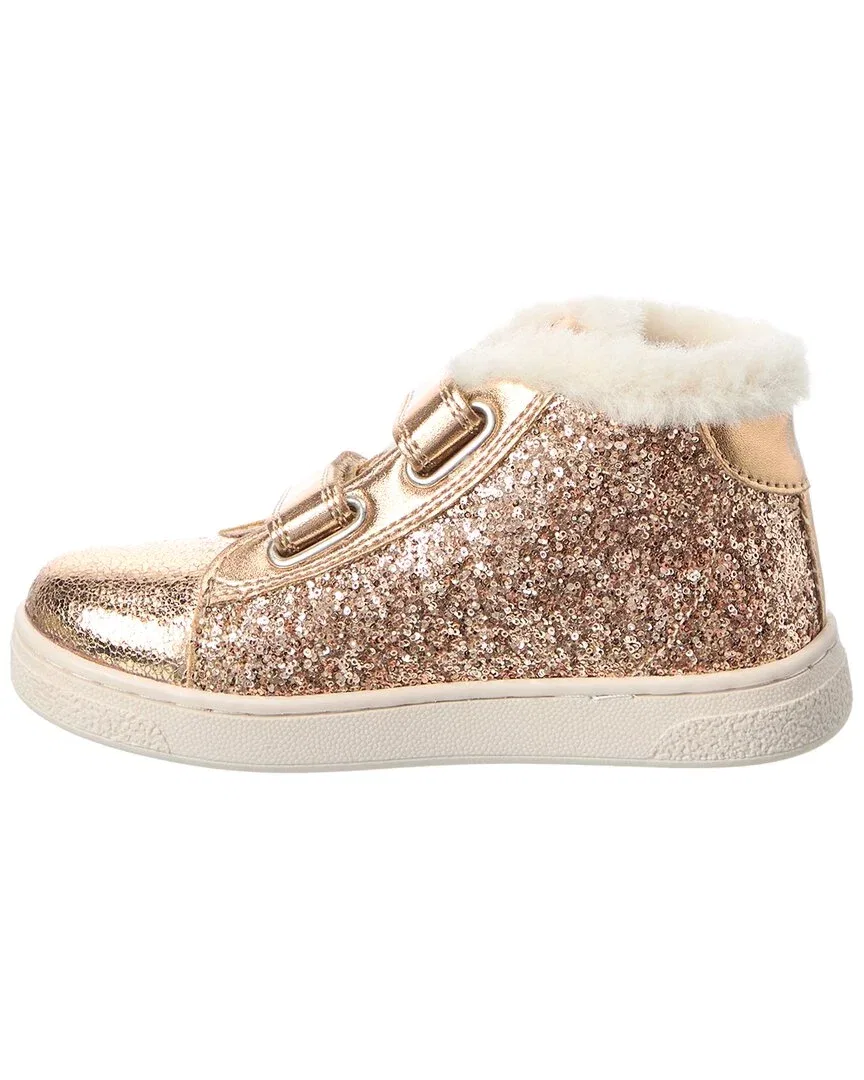 Детские кроссовки с блестящим декором Naturino Pinn High Glitter & Leather, Gold — фото 2