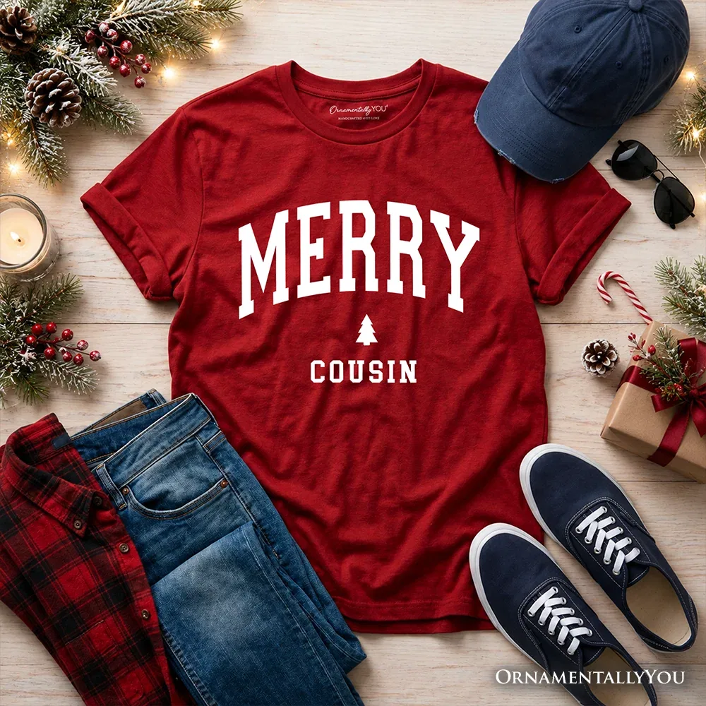 Детская футболка с принтом Merry OrnamentallyYou, красный — фото 2