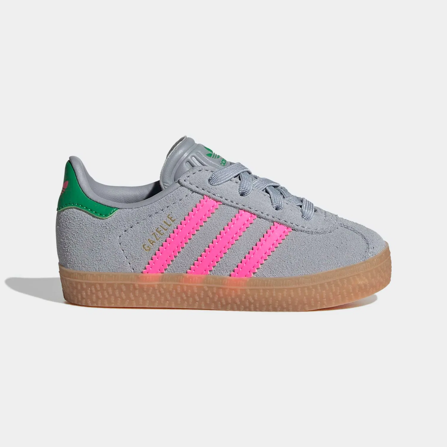 Детские кроссовки классические Gazelle Adidas Originals, Halo Silver/Lucid Pink/Green — фото 2