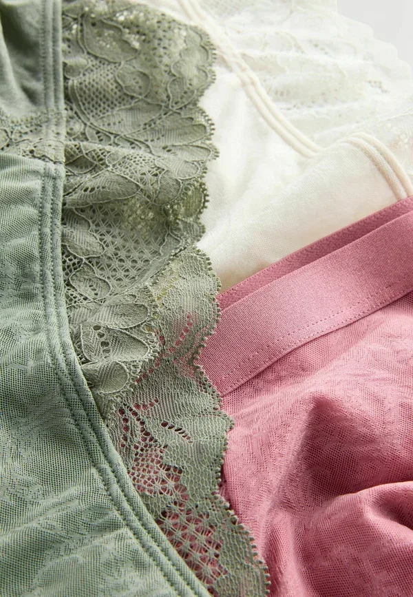 Комплект трусов, кружевные, 3 pack - briefs, Next, Green, Pink, Cream, зеленый/розовый — фото 4